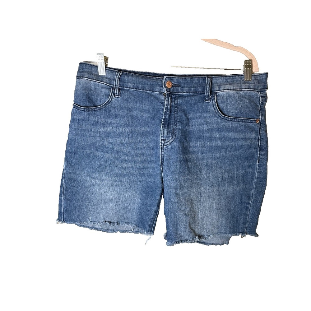 Old Navy Blue Jean Shorts Women's 14 Mid Rise‎ Raw Hem Cut offs Denim Casual